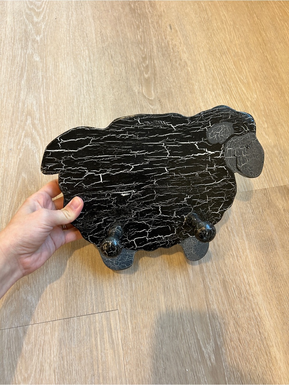 Vintage Wooden Clothing Hook for kids room, black sheep